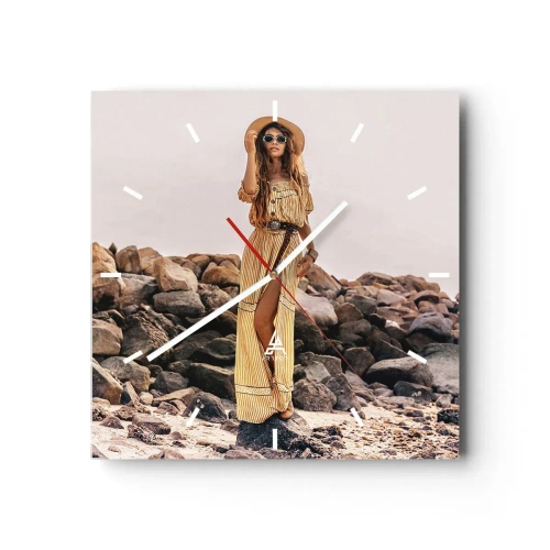 Relógio de parede - Relógio em vidro - A magia das pedras - 40x40 cm