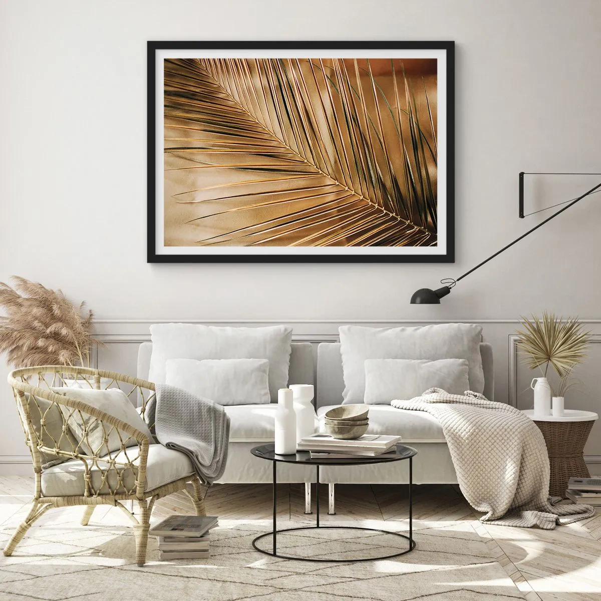 Pôster com moldura preta - Colunata natural - 100x70 cm