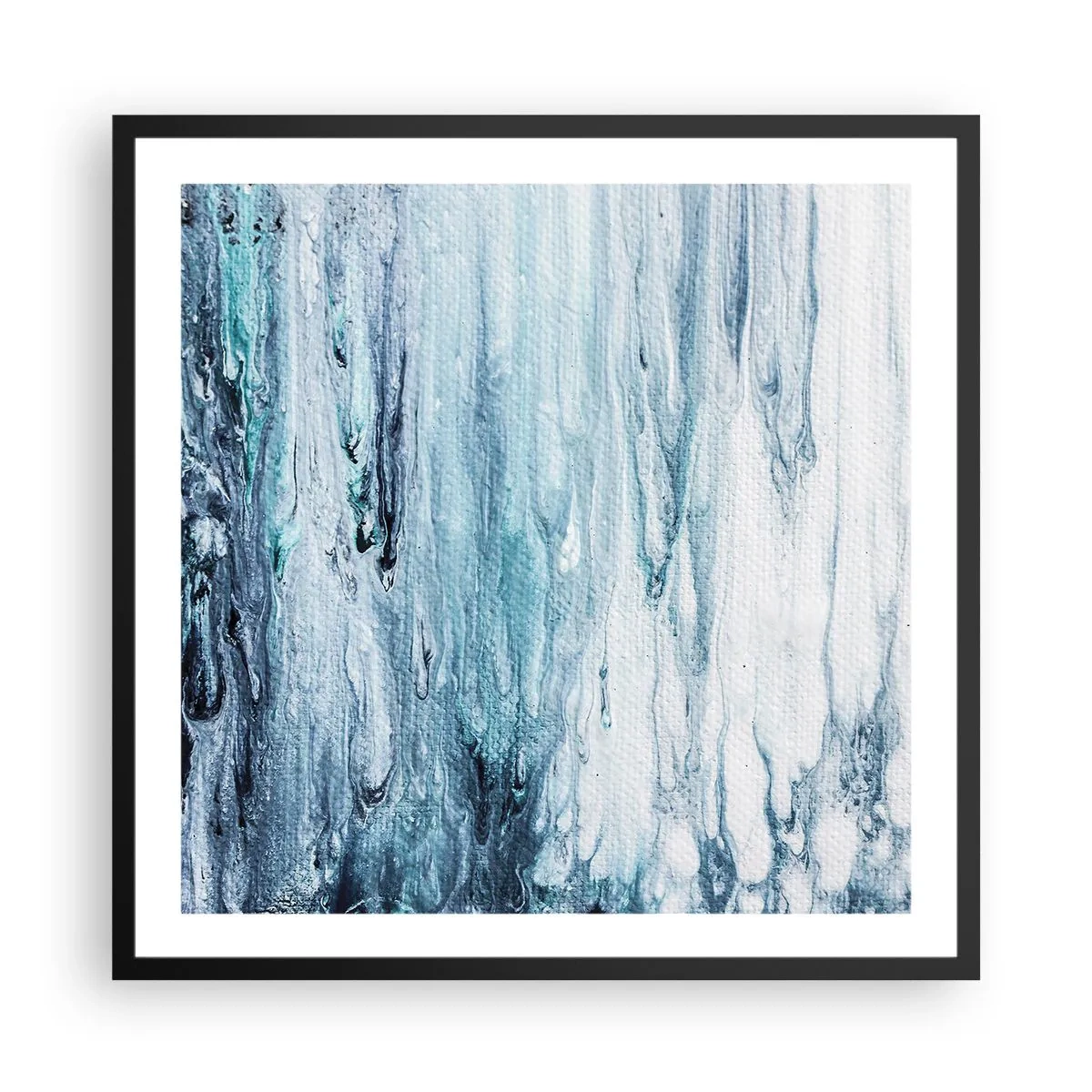 Pôster com moldura preta - Estalactites em azul - 60x60 cm