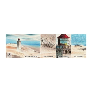 Amostra de papel de parede autocolante Deluxe Sticker - Sempre a olhar para o mar - Farol, Praia, Mar - 100x30 cm
