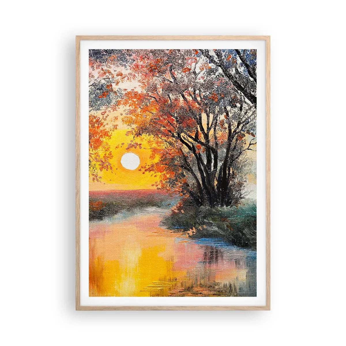 Pôster com moldura de carvalho claro - Vibrações de outono - 70x100 cm