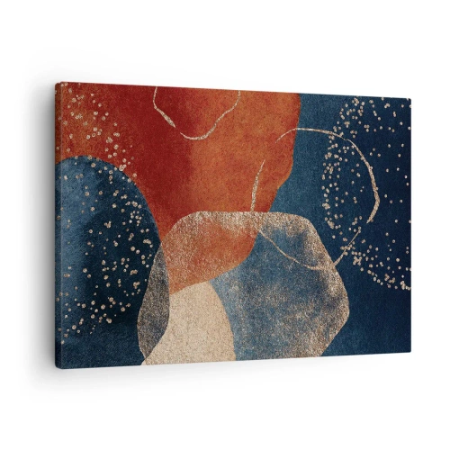 Quadro em tela - Formas abstratas em tons de vermelho e azul - 70x50cm - Leveza do ser - Decoração de parede moderna para a sala de estar e quarto ARTTOR