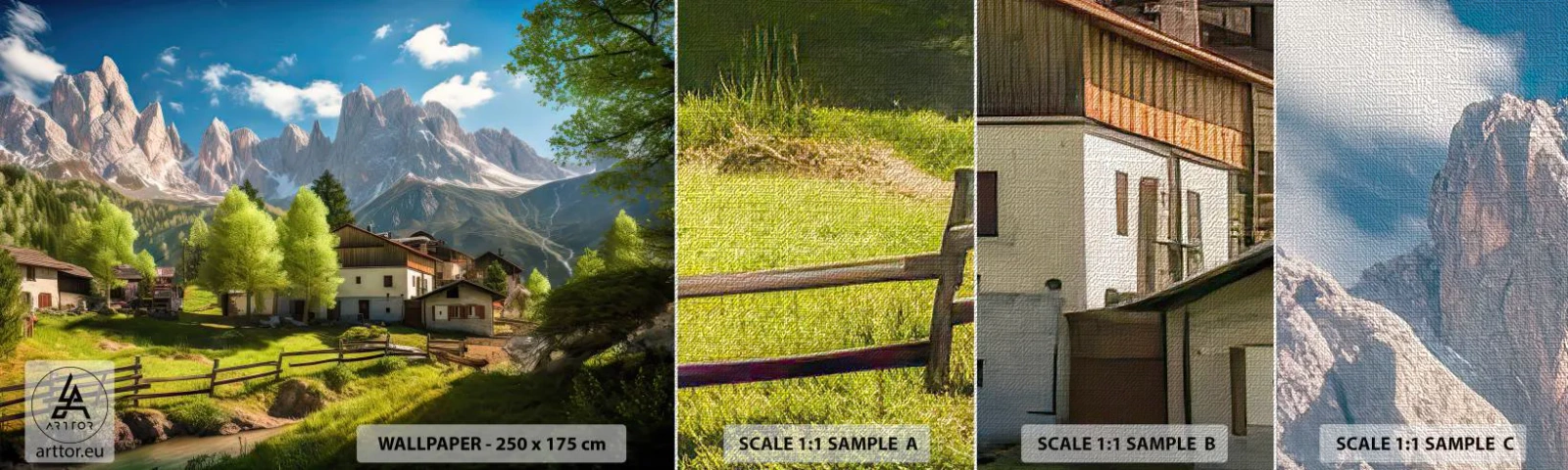 Amostra de papel de parede Premium Canvas - Idílio alpino - Montanhas, Paisagem, Alpes - 100x30 cm