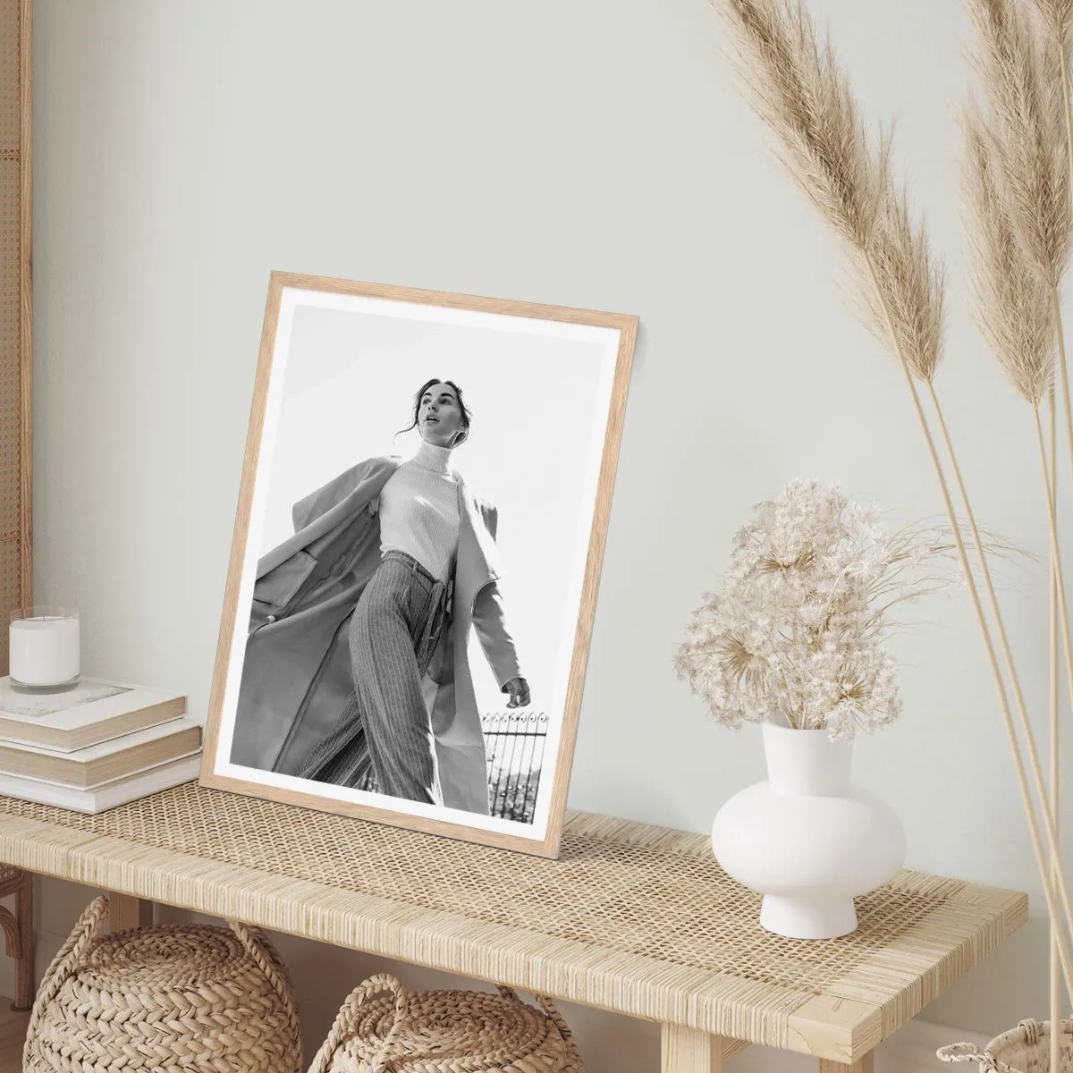 Pôster com moldura de carvalho claro - Vens comigo? - 61x91 cm