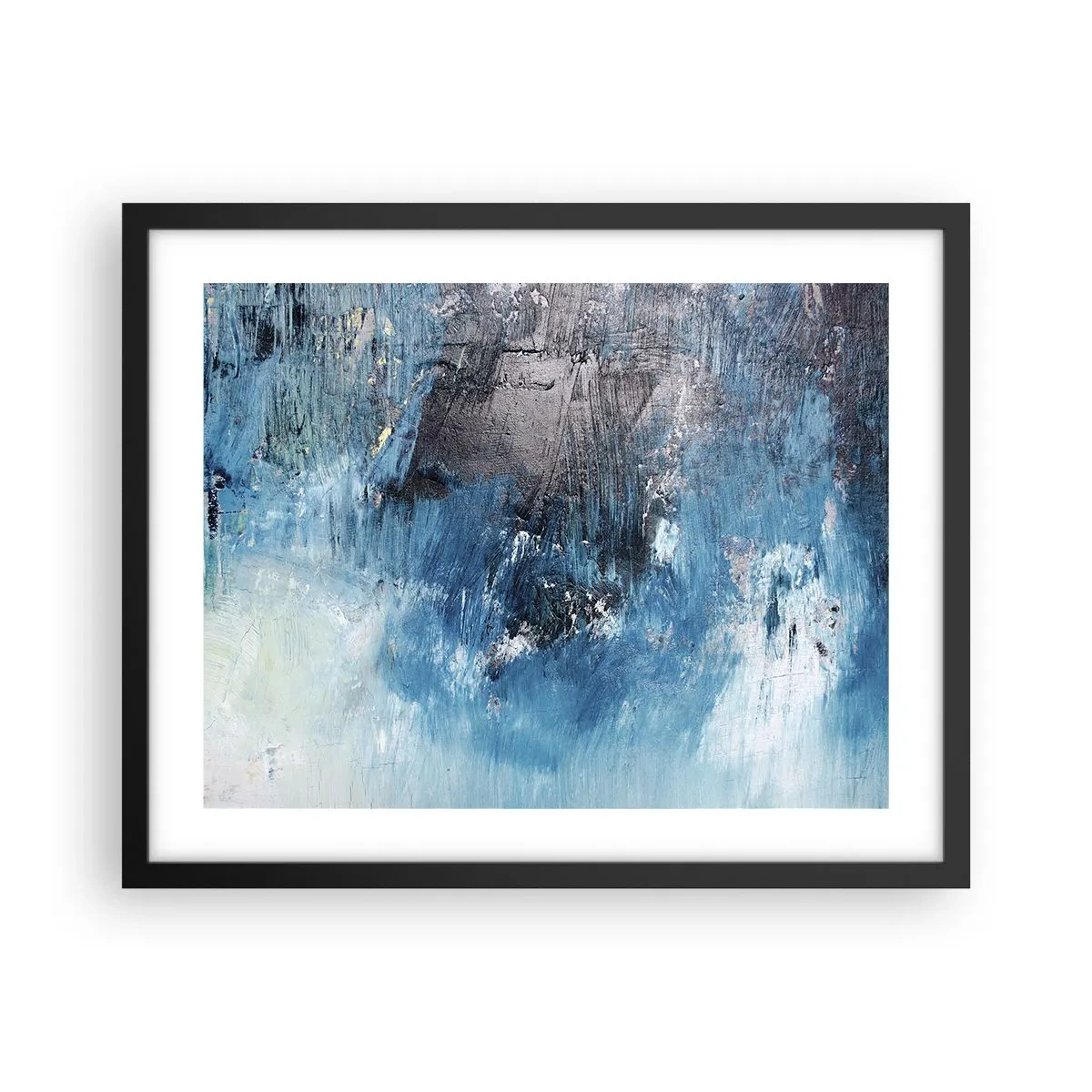 Pôster com moldura preta - Rapsódia em azul - 50x40 cm
