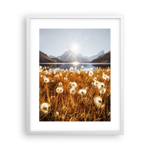 Pôster em moldura branca - Dureza da rocha, suavidade da relva - 40x50 cm