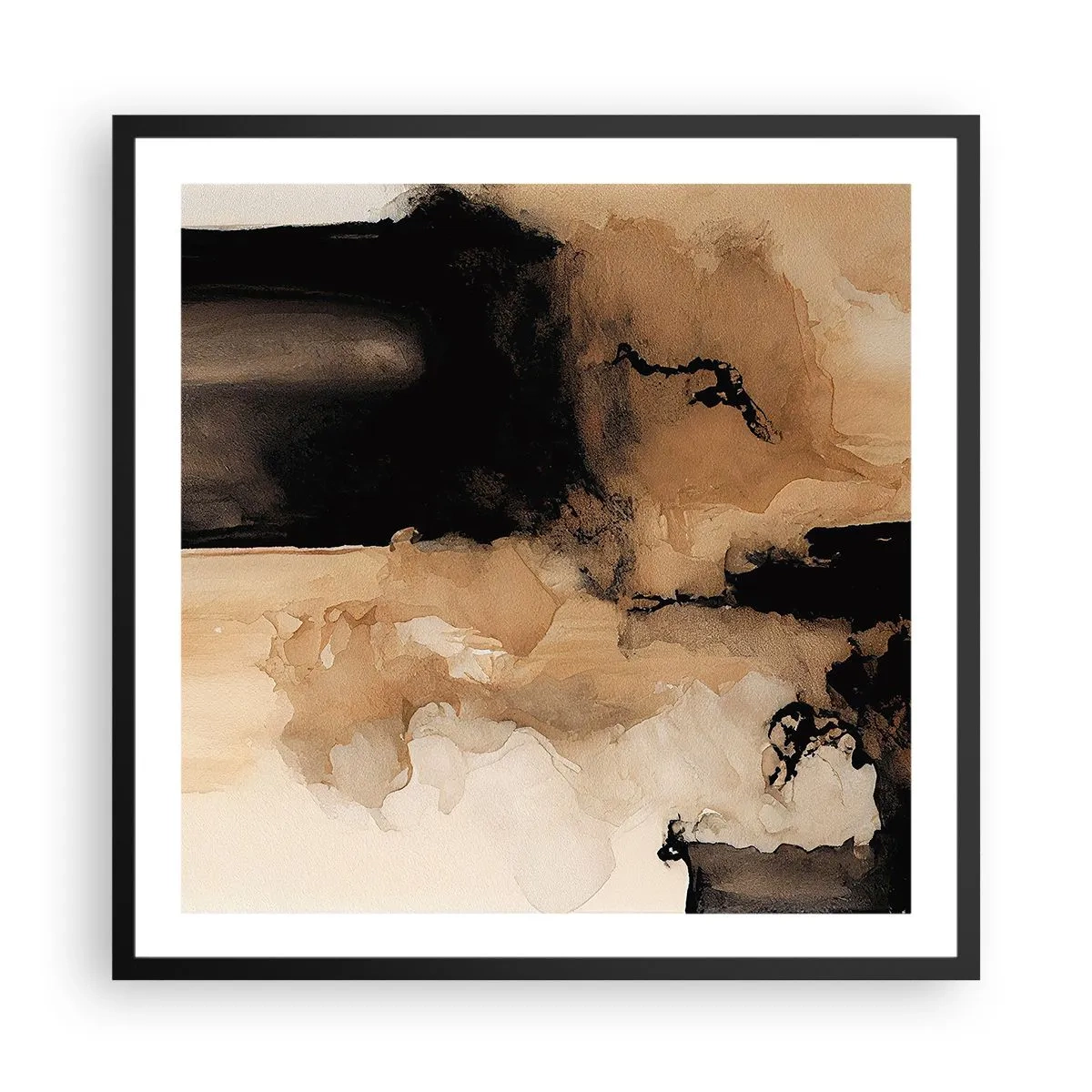 Pôster com moldura preta - Abstração intrigante - 60x60 cm