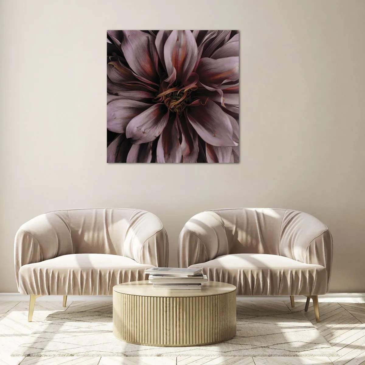 Quadro em vidro - Coração de flor - 60x60 cm