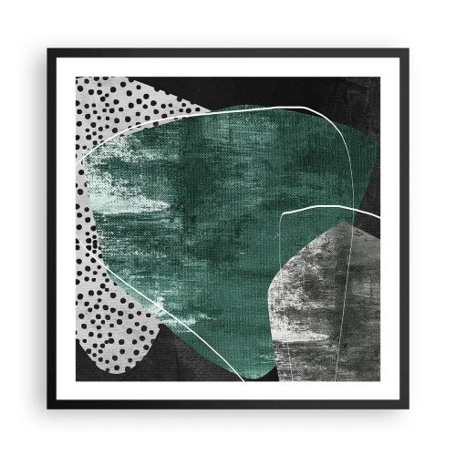 Pôster com moldura preta - Abstração colorida com folha de ouro - 60x60 cm