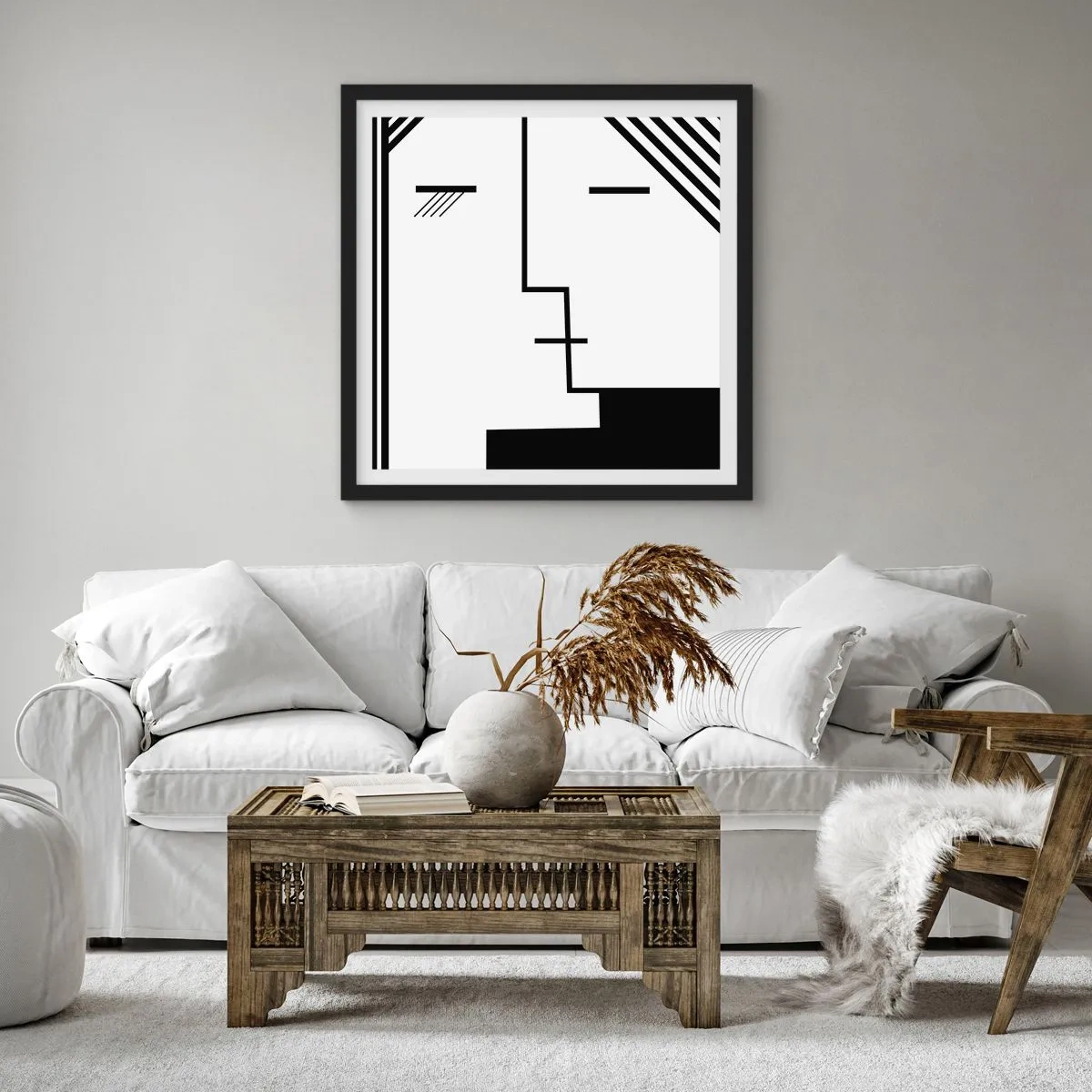 Pôster com moldura preta - Apenas um beijo - 60x60 cm