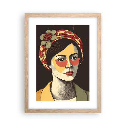 Pôster com moldura de carvalho claro - Senhora Coral - 30x40 cm