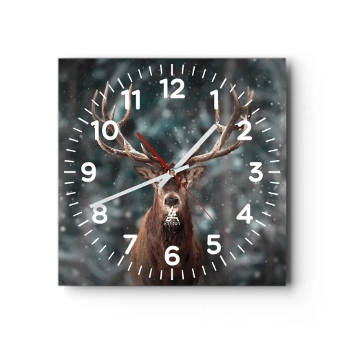 Relógio de parede - Relógio em vidro - O rei coroado da floresta - 30x30 cm