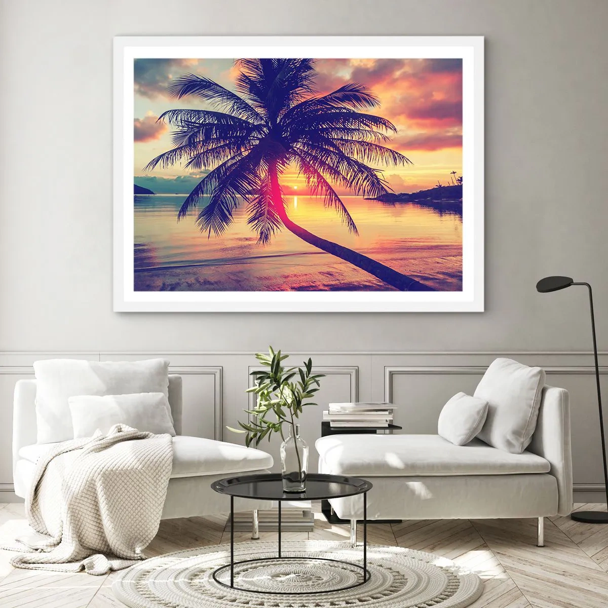 Pôster em moldura branca - Uma noite sob as palmeiras - 50x40 cm