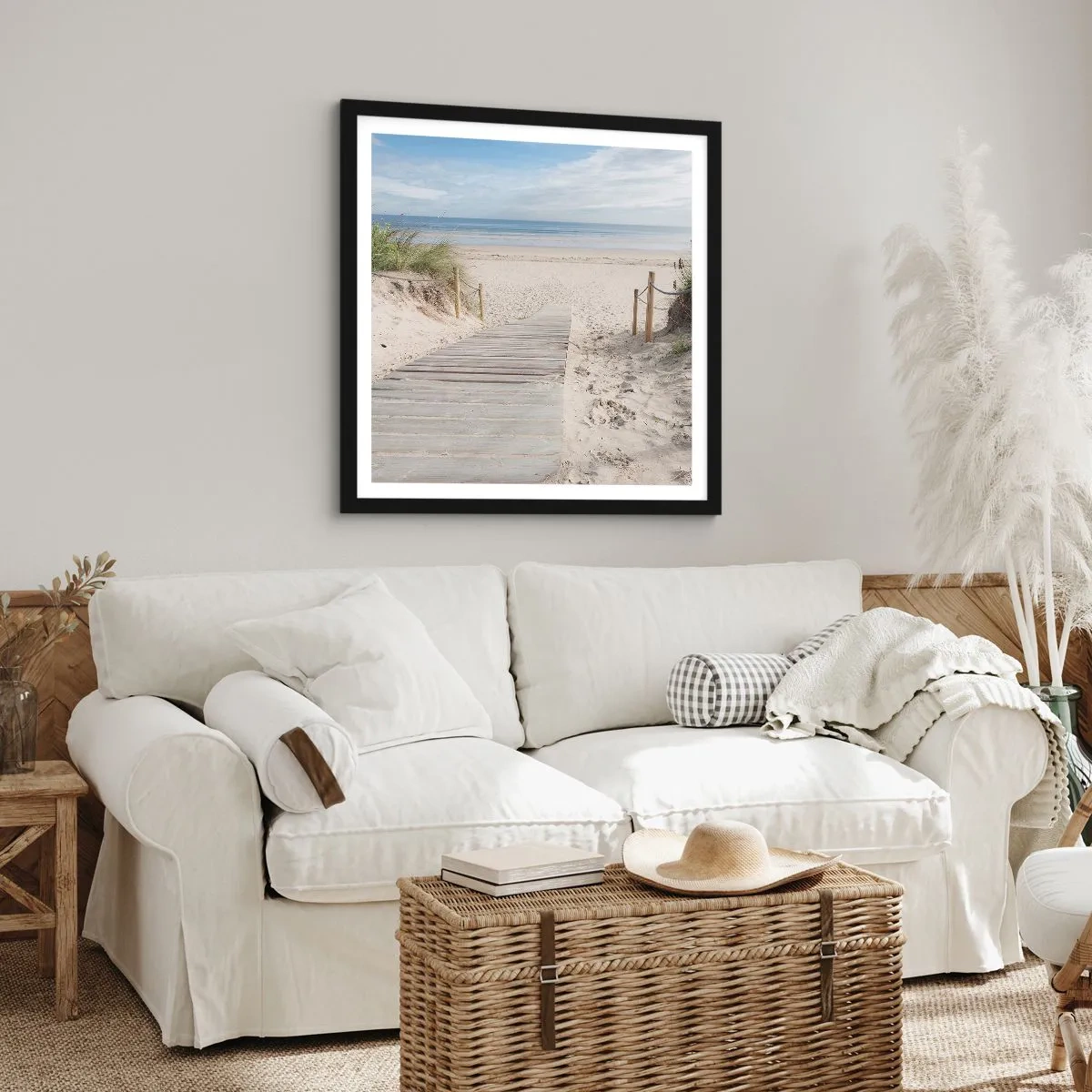 Pôster com moldura preta - Pelo horizonte - 50x50 cm