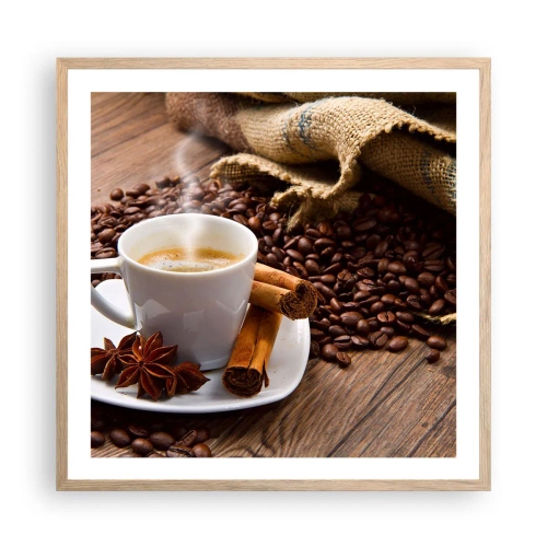 Pôster com moldura de carvalho claro - Sabor e aroma picantes - 60x60 cm