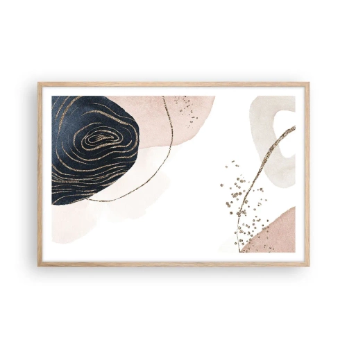 Pôster com moldura de carvalho claro - Tudo flui - 91x61 cm