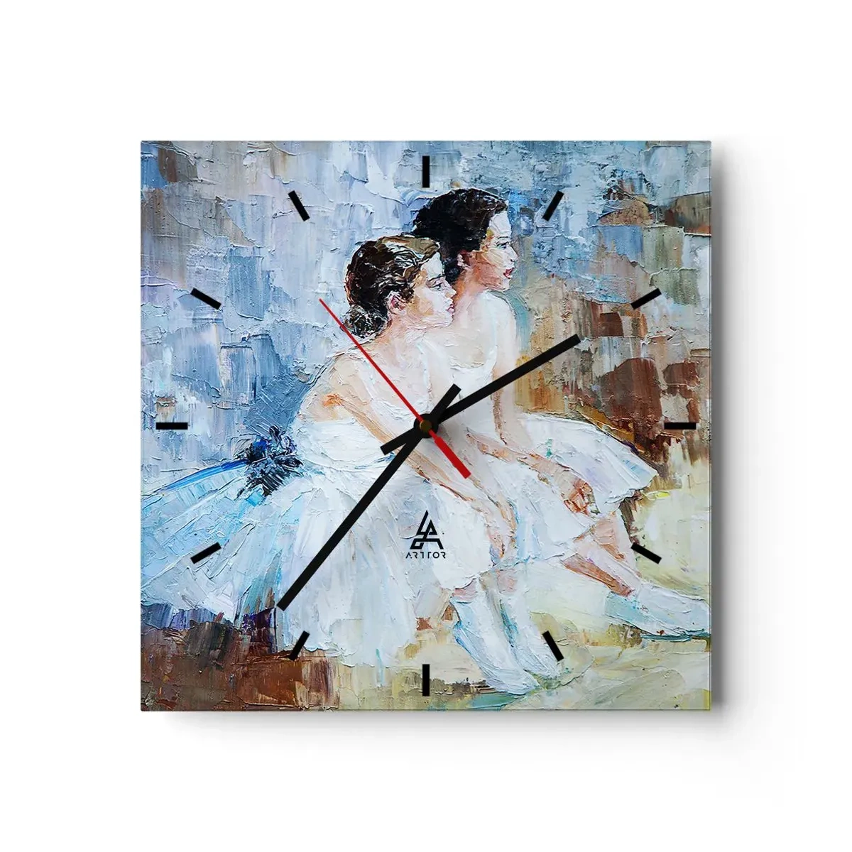 Relógio de parede - Relógio em vidro - O descanso dos jovens cisnes - 30x30 cm