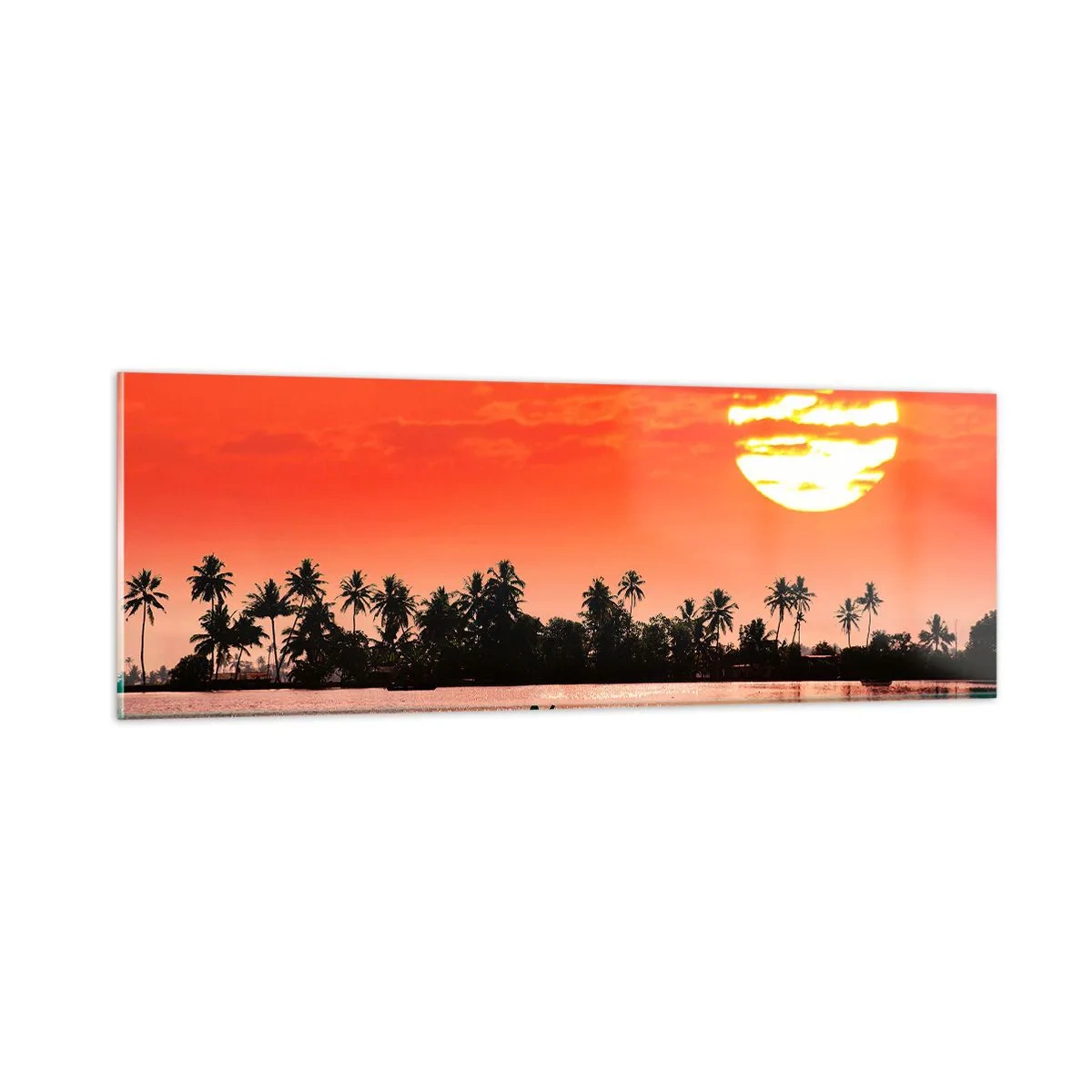 Quadro em vidro - A calma dos trópicos ao pôr do sol - 90x30 cm