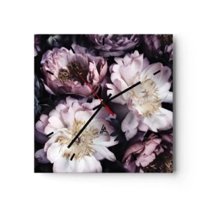 Relógio de parede - Relógio em vidro - Bouquet à moda antiga - 30x30 cm