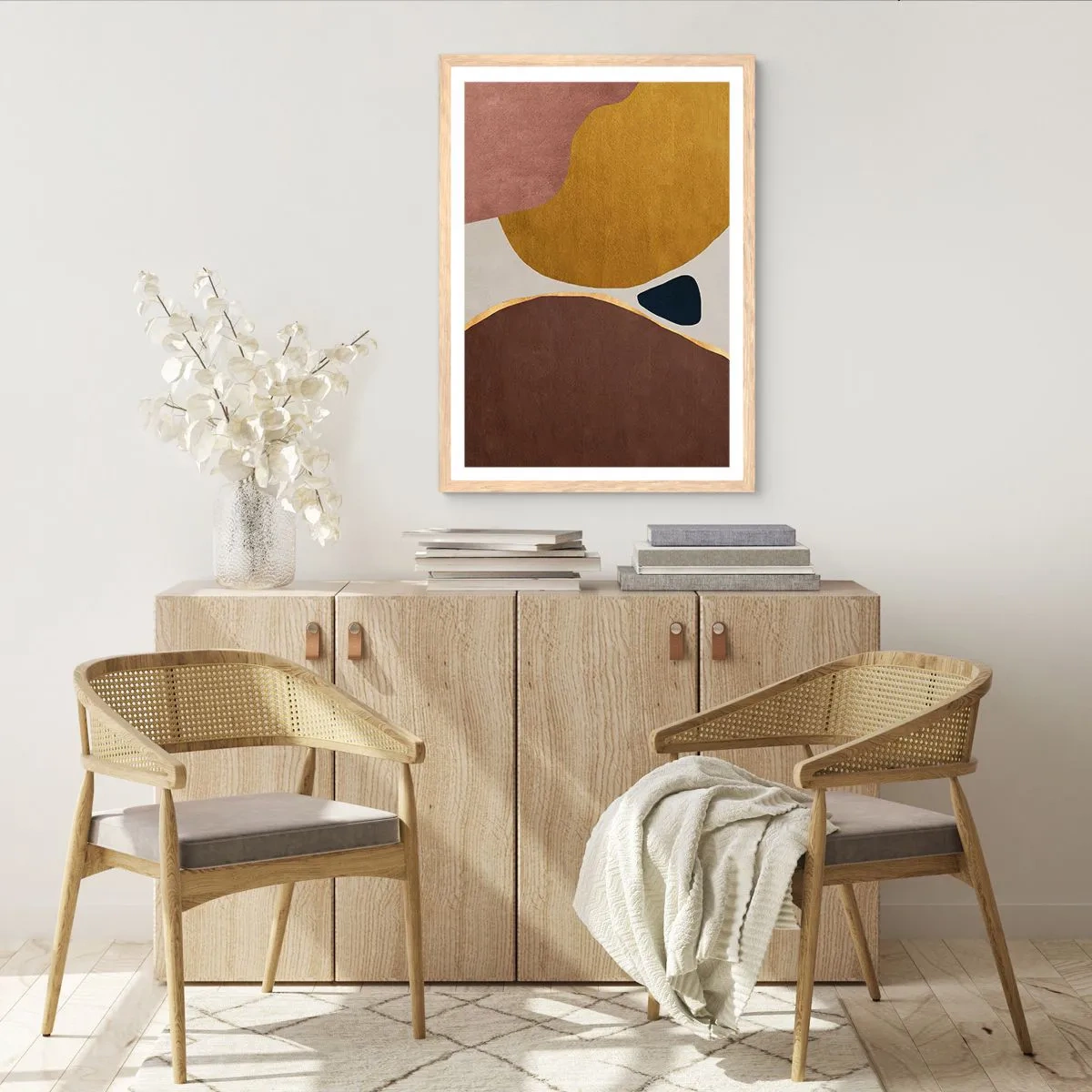 Pôster com moldura de carvalho claro - Abstração – um lugar no espaço - 61x91 cm