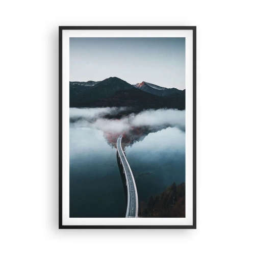 Pôster com moldura preta - Sobre a água tão lisa quanto um espelho - 61x91 cm