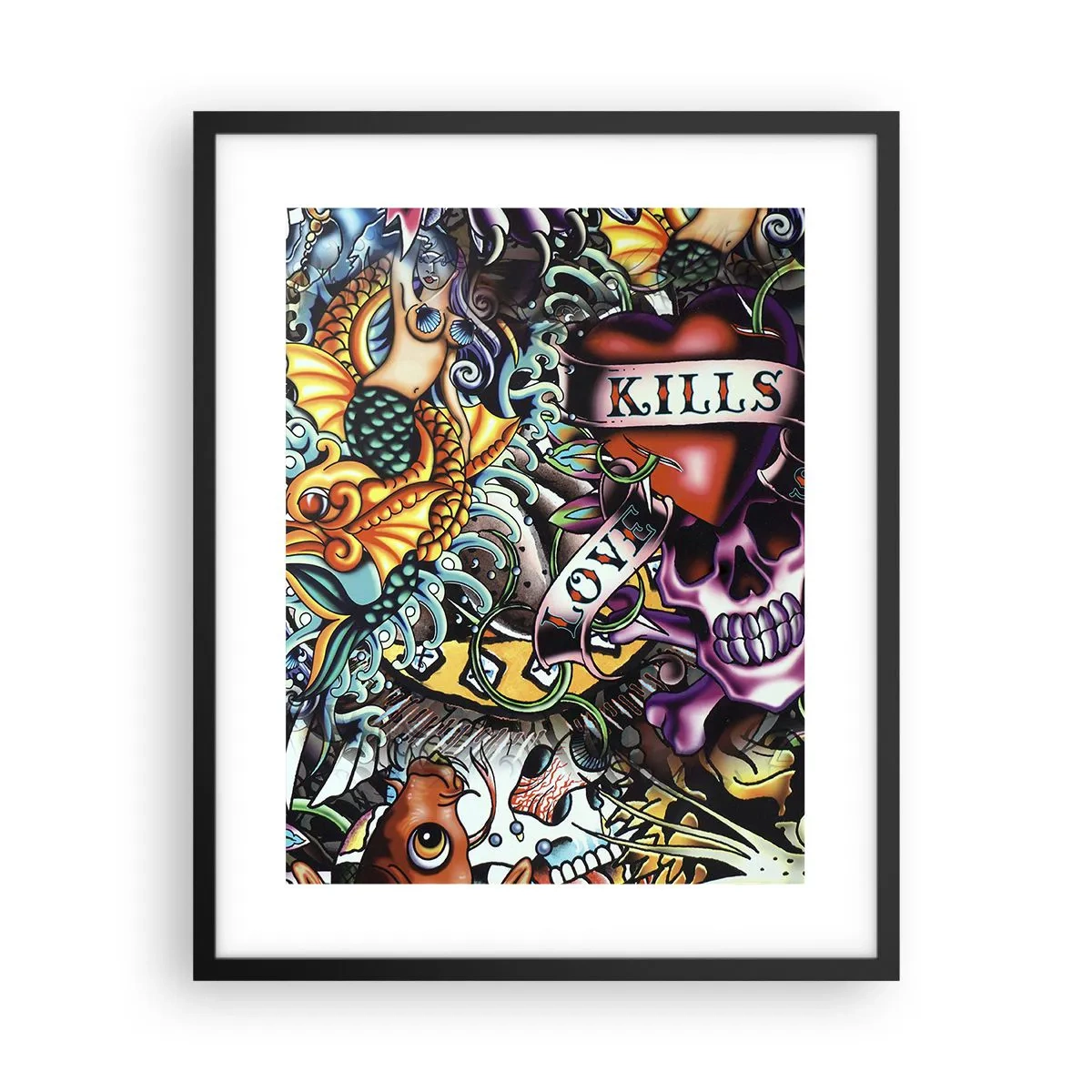 Pôster com moldura preta - O sonho do tatuador - 40x50 cm
