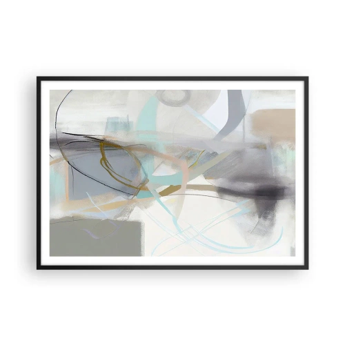 Pôster com moldura preta - Abstração enevoada - 100x70 cm