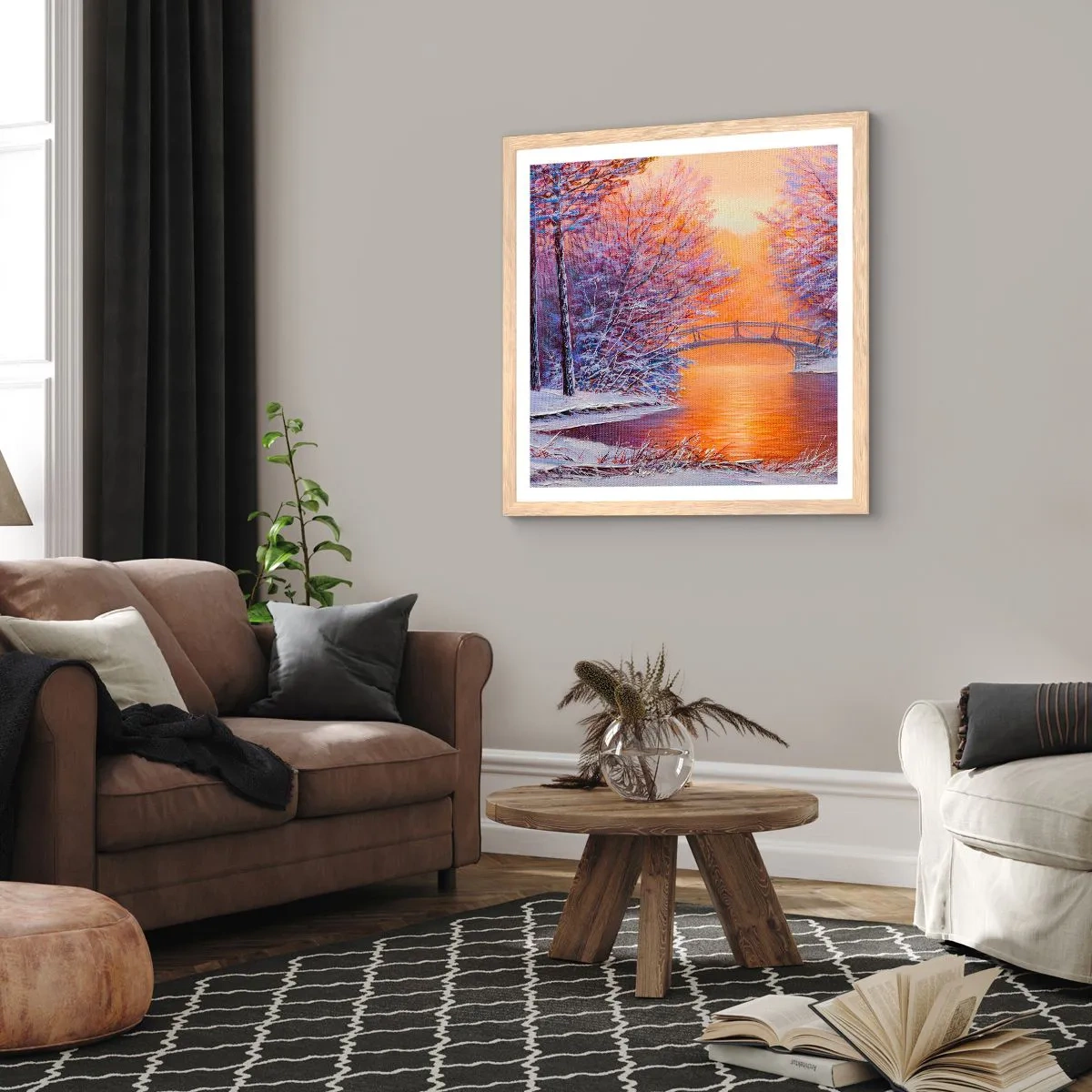 Pôster com moldura de carvalho claro - Vamos nos encontrar aqui - 50x50 cm