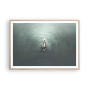 Pôster com moldura de carvalho claro - Através do lago da lua - 100x70 cm