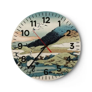 Relógio de parede - Relógio em vidro - No espírito japonês - 30x30 cm