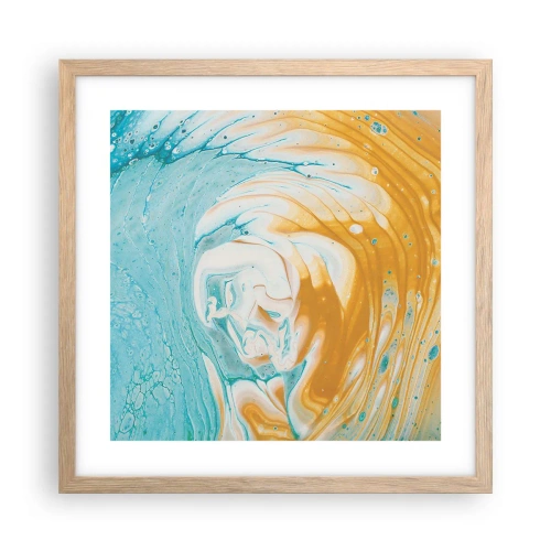 Pôster com moldura de carvalho claro - Vórtice em pastel - 40x40 cm