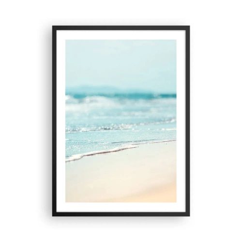 Pôster com moldura preta - Uma praia tranquila e ondas calmas em tons pastéis - 50x70cm - Calor e ruído - Decoração de parede moderna para a sala de estar e quarto ARTTOR