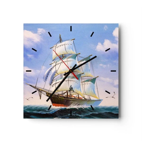 Relógio de parede - Relógio em vidro - Orgulhosamente com o vento - 40x40 cm