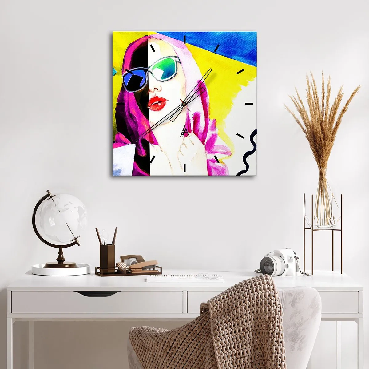 Relógio de parede - Relógio em vidro - Eu não sou branca e não sou preta - 40x40 cm