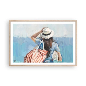 Pôster com moldura de carvalho claro - Bem-vindo às suas férias - 91x61 cm