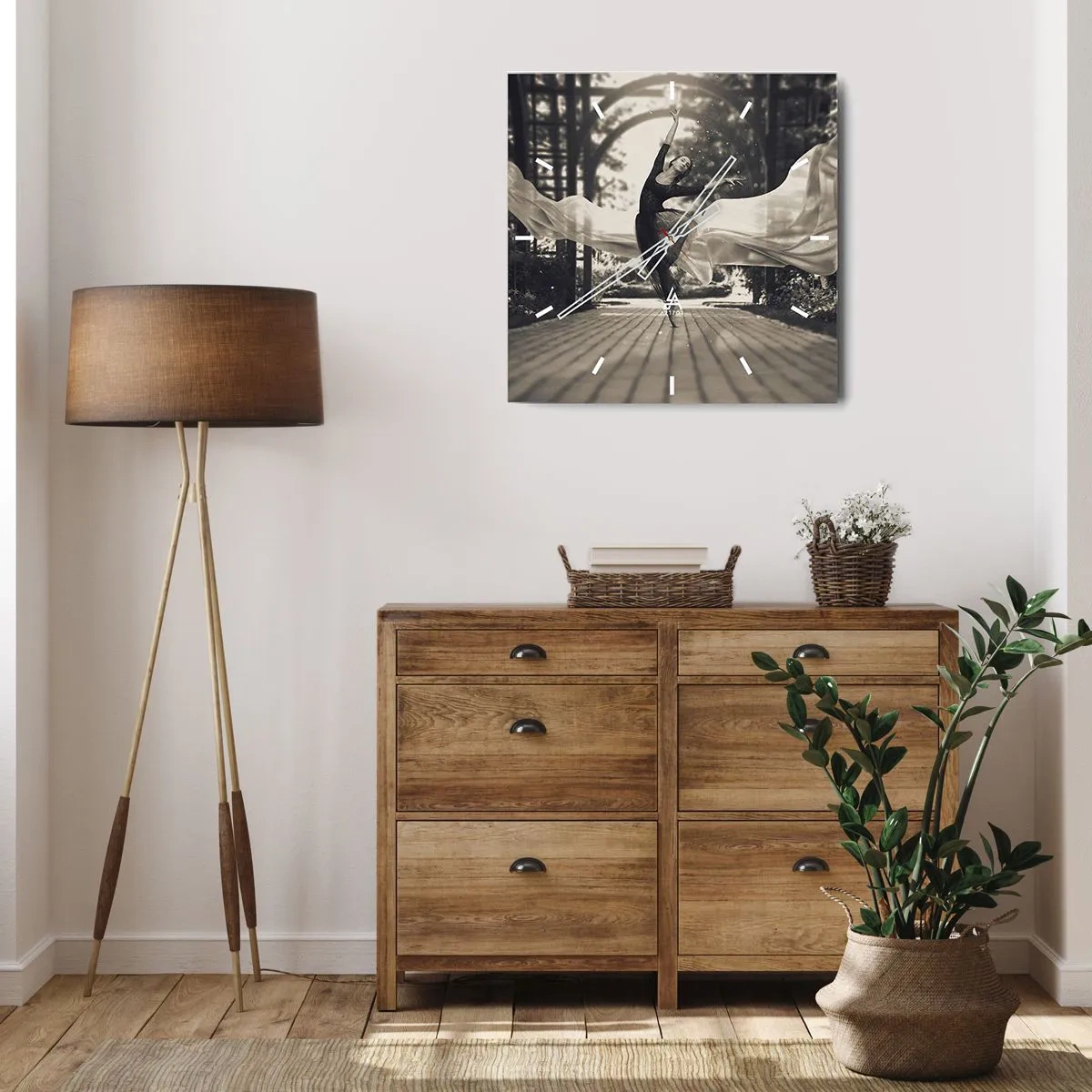 Relógio de parede - Relógio em vidro - A dança do espírito do jardim - 40x40 cm