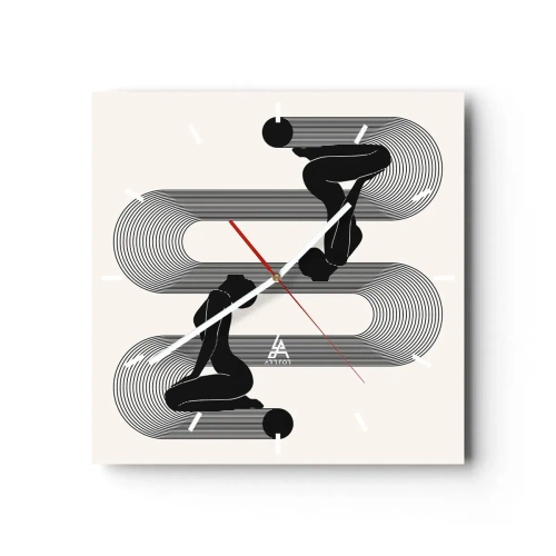 Relógio de parede - Relógio em vidro - Simetria sensual - 30x30 cm