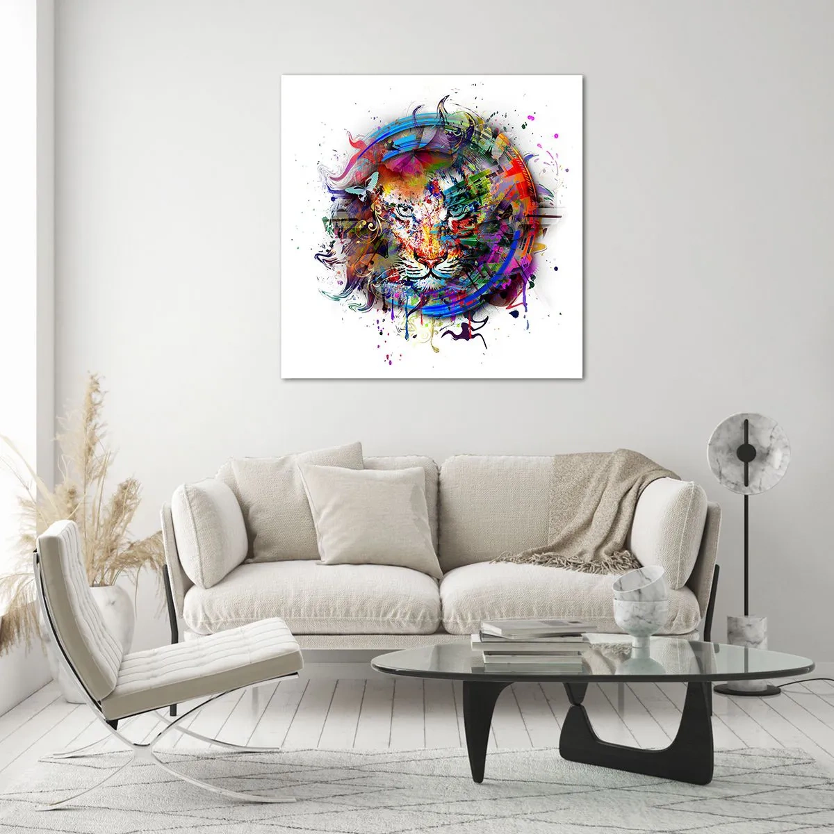 Quadro em vidro - À espreita atrás do véu arco-íris - 40x40 cm