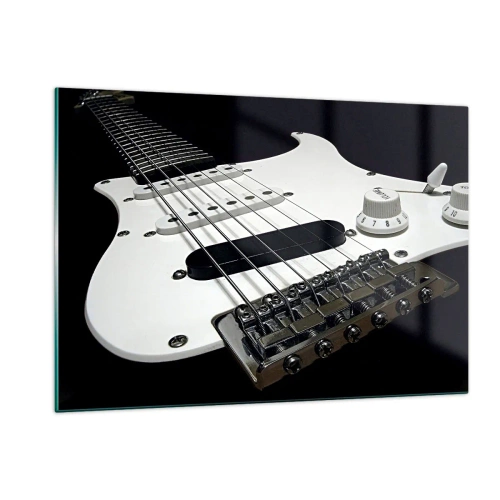 Quadro em vidro - Som oculto no branco - 120x80 cm