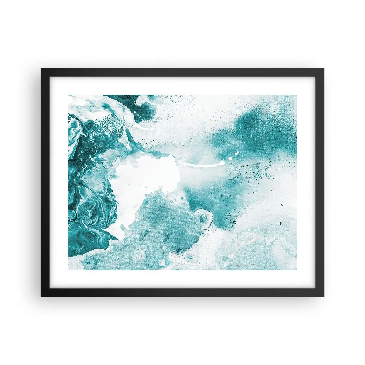 Pôster com moldura preta - Inundado em azul - 50x40 cm