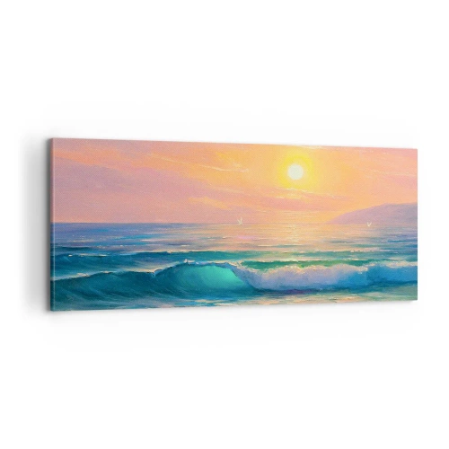Quadro em tela - O canto turquesa das ondas - 100x40 cm