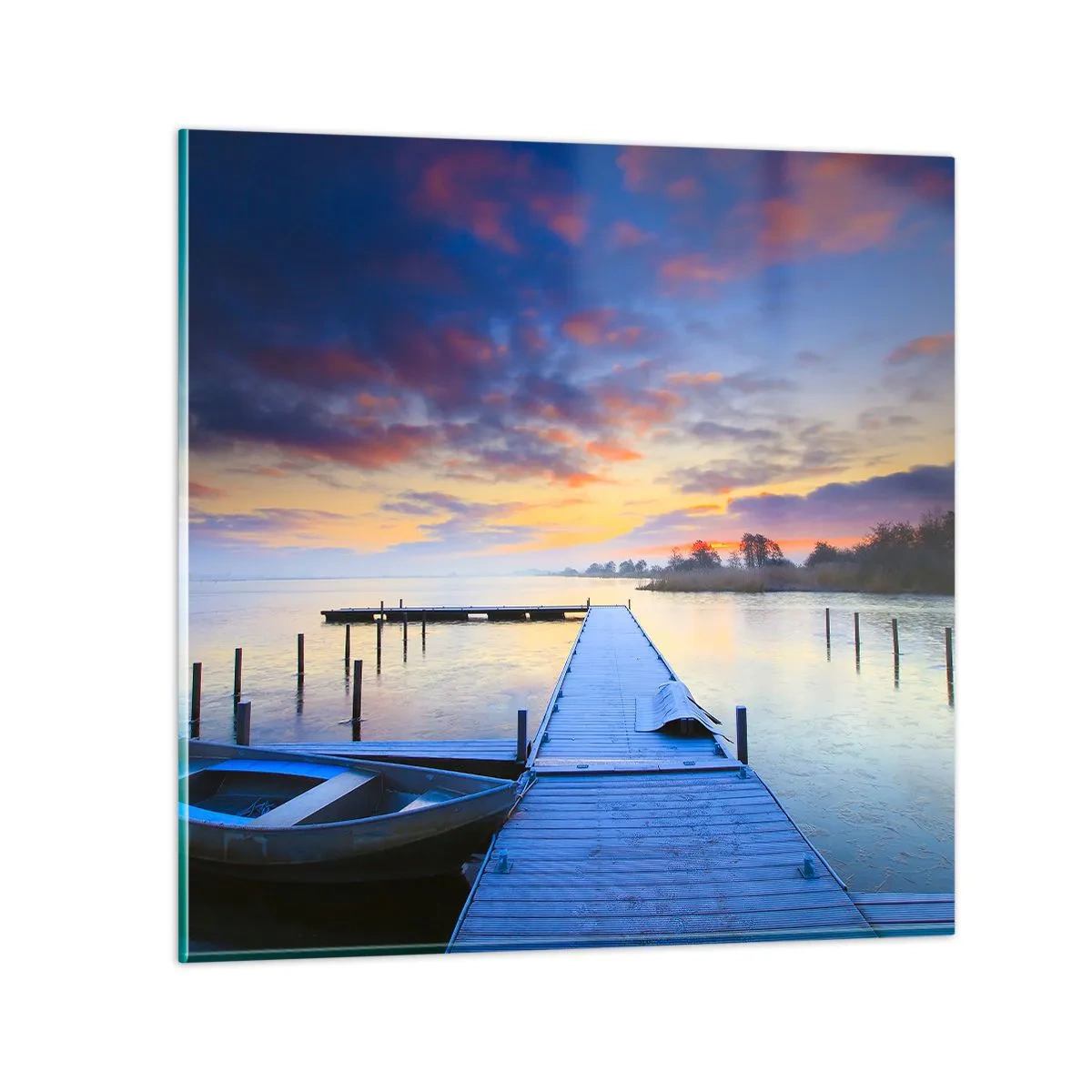 Quadro em vidro - Paz violeta-dourada - 40x40 cm