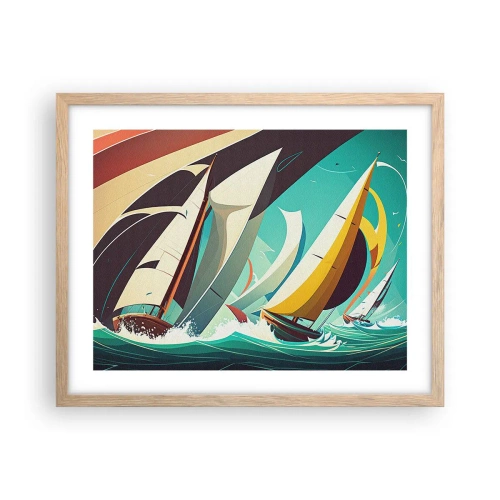 Pôster com moldura de carvalho claro - Boa sorte com os elementos - 50x40 cm