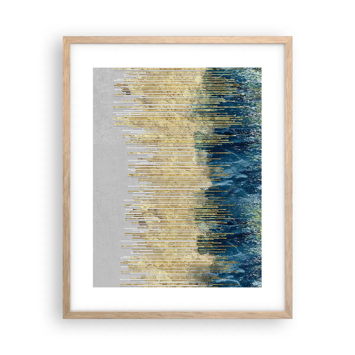 Pôster com moldura de carvalho claro - Borda dourada - 40x50 cm