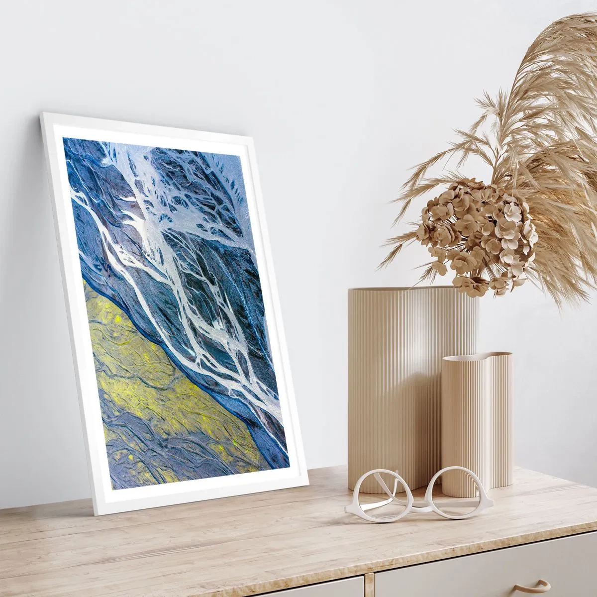 Pôster em moldura branca - Pinturas rupestres da natureza - 70x100 cm