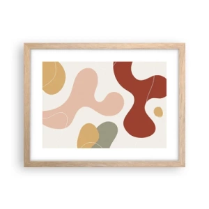 Pôster com moldura de carvalho claro - Ziguezagues ornamentais - 40x30 cm