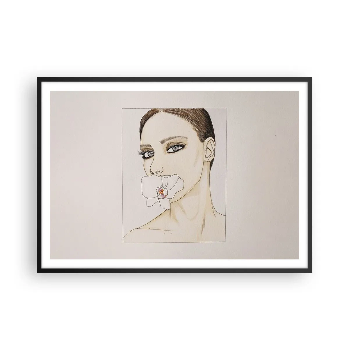Pôster com moldura preta - Símbolo de elegância e beleza - 100x70 cm