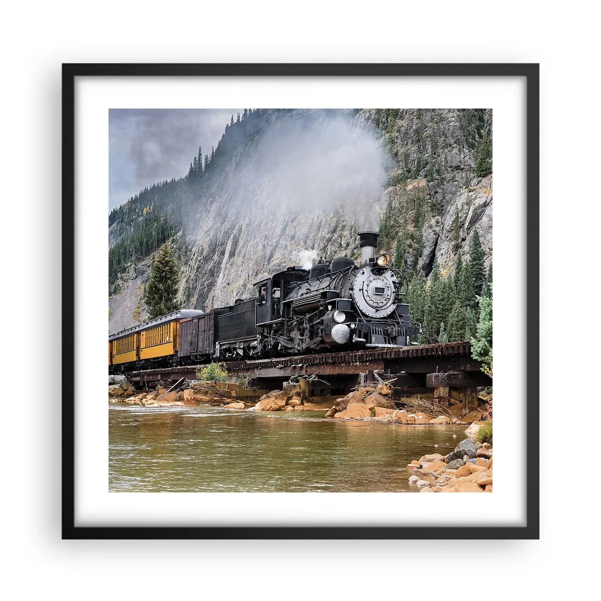 Pôster com moldura preta - Para onde? Onde? - 50x50 cm