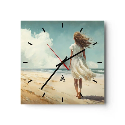 Relógio de parede - Relógio em vidro - Para encontrar o sol e o vento - 40x40 cm