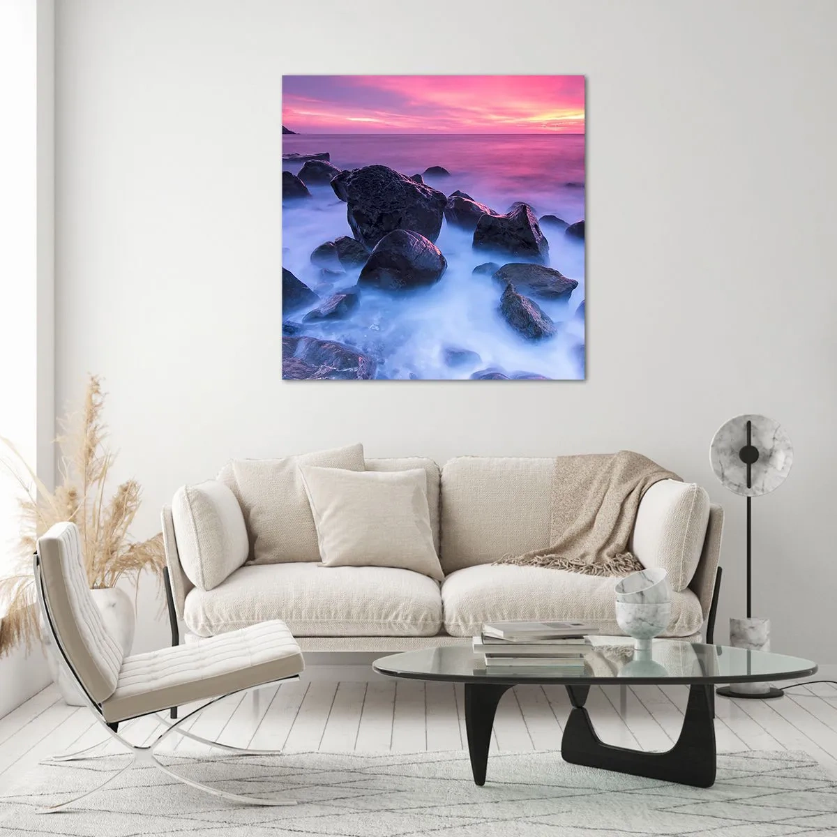 Quadro em vidro - Nascimento em brilho e nevoeiro - 70x70 cm